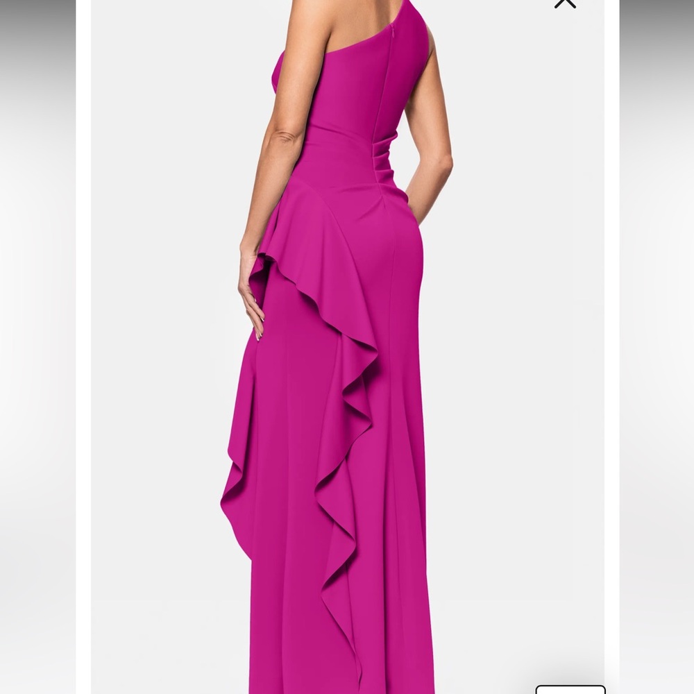 One Shoulder Ruffle Gown - Picture 2 of 3
